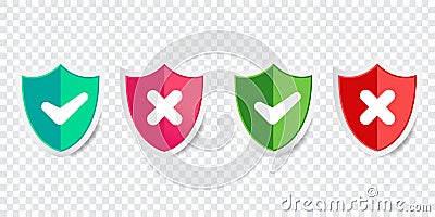 Yes no word text in shield icon Vector Illustration