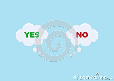 Yes, No word text on thinking bubbles Vector Illustration