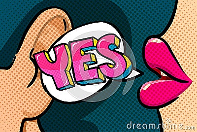 Yes word bubble. Vector Illustration