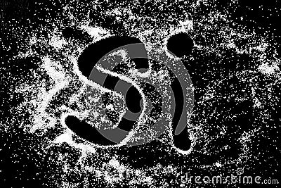 Yes word symbol drawing by finger on white salt powder on black background Stock Photo