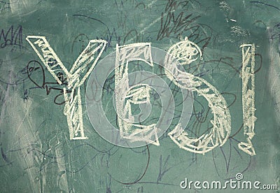 Yes-written with chalk Stock Photo