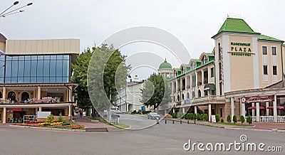 Hotels and restaurants in the centre of Yessentuki Editorial Stock Photo