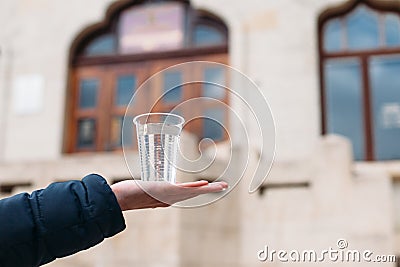 Yessentuki, Stavropol Territory / Russia - February 26, 2019: Drinking gallery of mineral spring Essentuki â„– 17 Editorial Stock Photo