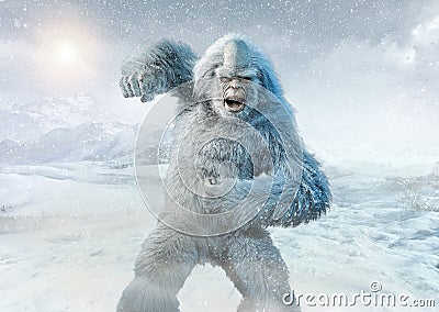 Yeti or abominable snowman 3D illustration Cartoon Illustration