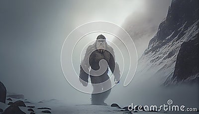 Yeti in the mountains abominable snowman Stock Photo