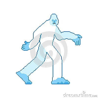 Yeti pixel art. pixelated bigfoot isolated. 8 bit abominable snowman Vector Illustration