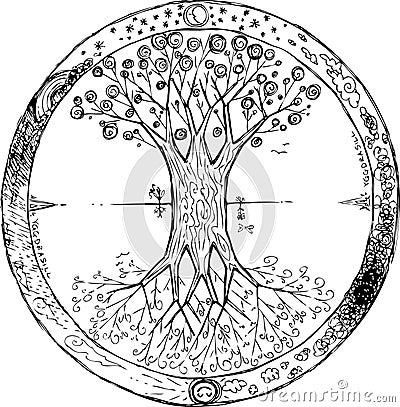 Coloring Yggdrasil: the celtic tree of life vector Vector Illustration