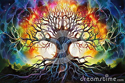yggdrasil splattera splatter that forms a complex interconnected Stock Photo