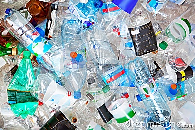 Big pile of empty plastic bottles. Stock Photo