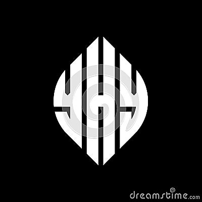 YHY circle letter logo design with circle and ellipse shape. YHY ellipse letters with typographic style. The three initials form a Vector Illustration