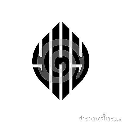 YHY circle letter logo design with circle and ellipse shape. YHY ellipse letters with typographic style. The three initials form a Vector Illustration