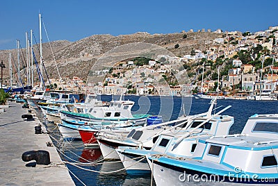 Yialos harbour, Symi island Editorial Stock Photo