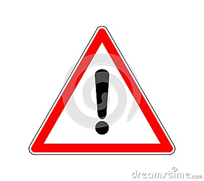 Yield Triangle Sign - Road traffic coordination symbol. Road sign warning attention with an exclamation mark. Vector illustration. Cartoon Illustration