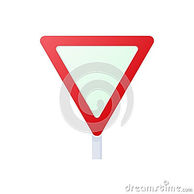 Yield triangular road sign icon, cartoon style Vector Illustration