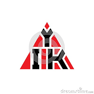 YIK triangle letter logo design with triangle shape. YIK triangle logo design monogram. YIK triangle vector logo template with red Vector Illustration