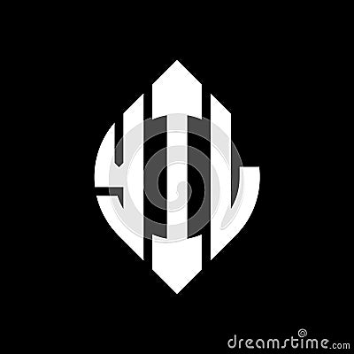 YIL circle letter logo design with circle and ellipse shape. YIL ellipse letters with typographic style. The three initials form a Vector Illustration