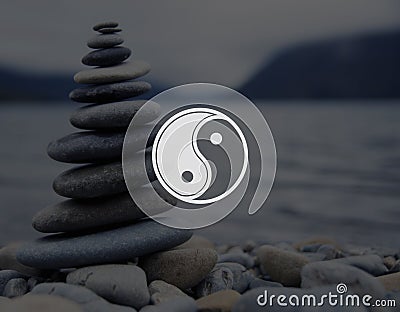 Yin Yang Balance Contrast Opposite Religion Culture Concept Stock Photo