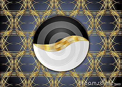 Yin yang black and white background.golden vintage. Vector Illustration