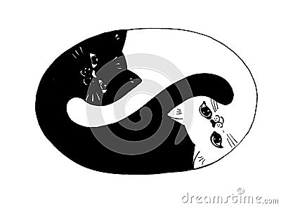 Yin yang cat Vector Illustration