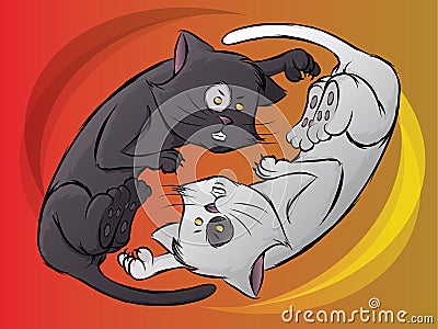 Yin Yang Cats Vector Illustration