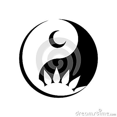 Yin yang day night logo creative concept Vector Illustration