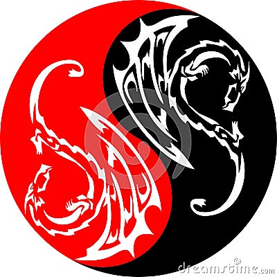 Yin yang dragons Vector Illustration