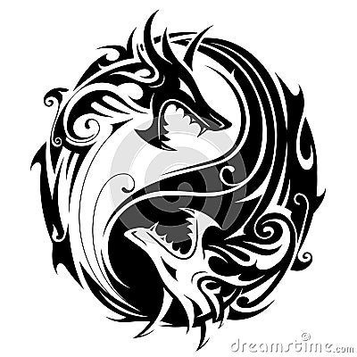 Yin yang dragons Vector Illustration