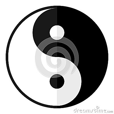 Yin and Yang Flat Symbol Isolated on White Vector Illustration