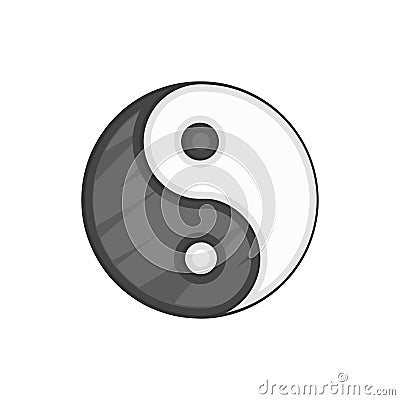 Yin Yang icon, black monochrome style Vector Illustration