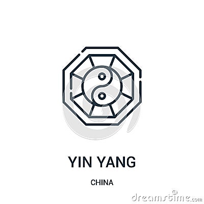 yin yang icon vector from china collection. Thin line yin yang outline icon vector illustration. Linear symbol for use on web and Vector Illustration