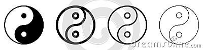 Yin Yang linear symbols. Religion symbol of Taoism. Vector illustration Vector Illustration