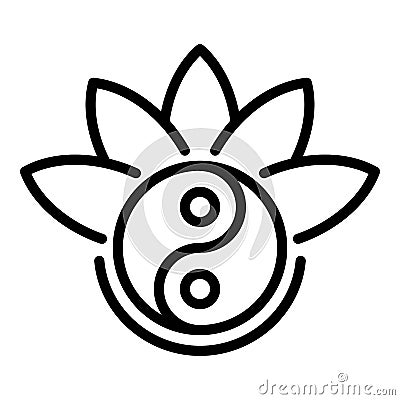 Yin yang lotus icon, outline style Vector Illustration