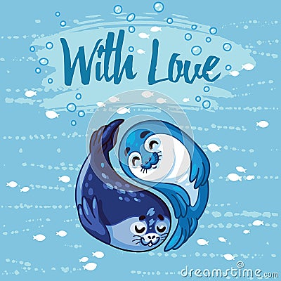 Yin Yang seal pups vector illustration. Vector Illustration