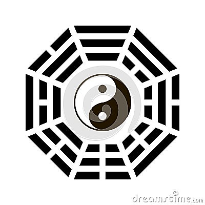 Yin and yang symbol with bagua arrangement Vector Illustration