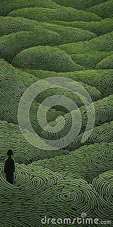 Endless Lawn: Abstract Illustration Inspired By Mark Henson And Charles Angrand Stock Photo