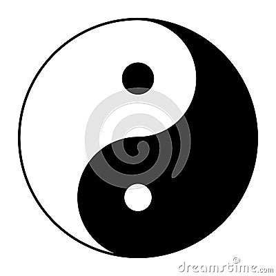 Yin yang symbol of harmony and balance. Flat style icon. Black on background vector Vector Illustration