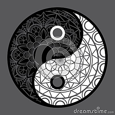 Yin yang symbol of harmony and balance. Flat style icon. Black on background vector Vector Illustration