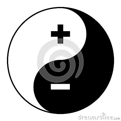 Yin yang symbol of harmony and balance plus minus Vector Illustration
