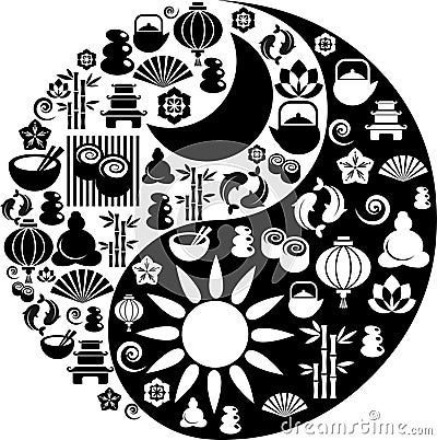 Yin Yang symbol made from Zen icons Vector Illustration