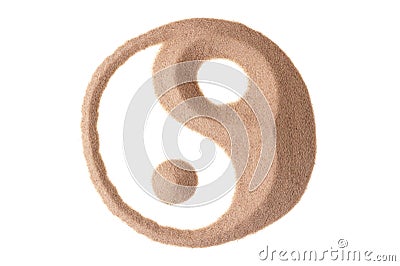 Yin yang symbol in sand Stock Photo