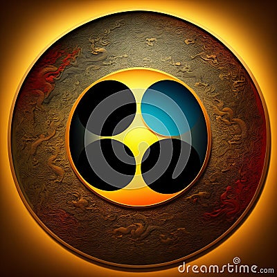yin yang symbol, two dragons fight, generative AI Stock Photo