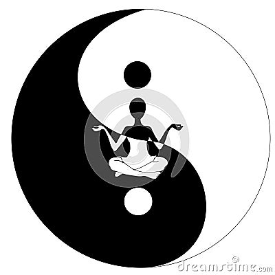 Yin yang symbol and Yoga Vector Illustration