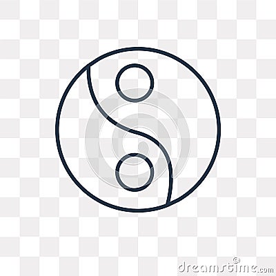 Yin yang vector icon isolated on transparent background, linear Vector Illustration