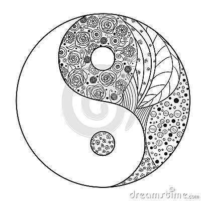 Yin and Yang. Zentangle. Vector Illustration