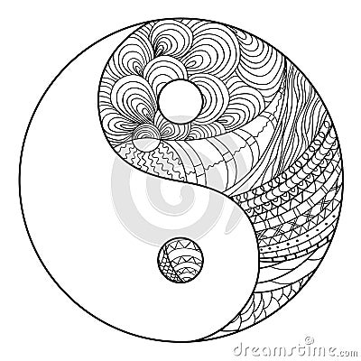 Yin and Yang. Zentangle. Zen art Vector Illustration