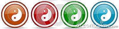 Ying yang glossy icons, set of modern design buttons for web, internet and mobile applications in four colors options isolated on Stock Photo