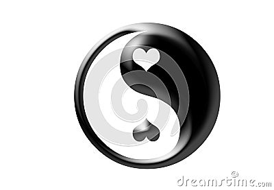 ying yang hearts illustration contrast Cartoon Illustration
