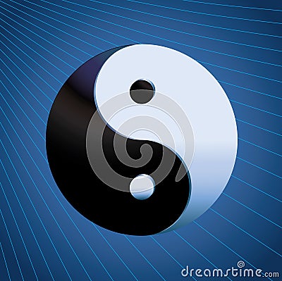 Ying Yang Symbol on blue background Vector Illustration
