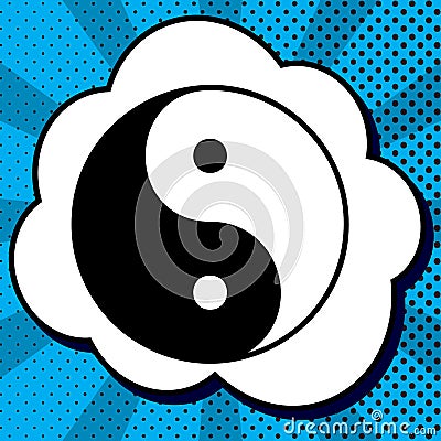 Ying yang symbol of harmony and balance. Vector. Black icon in b Vector Illustration