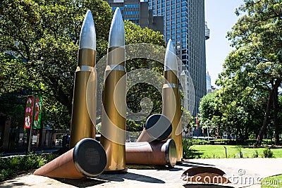 Yininmadyemi aboriginal war memorial in middle of Hyde park in Sydney Australia Editorial Stock Photo